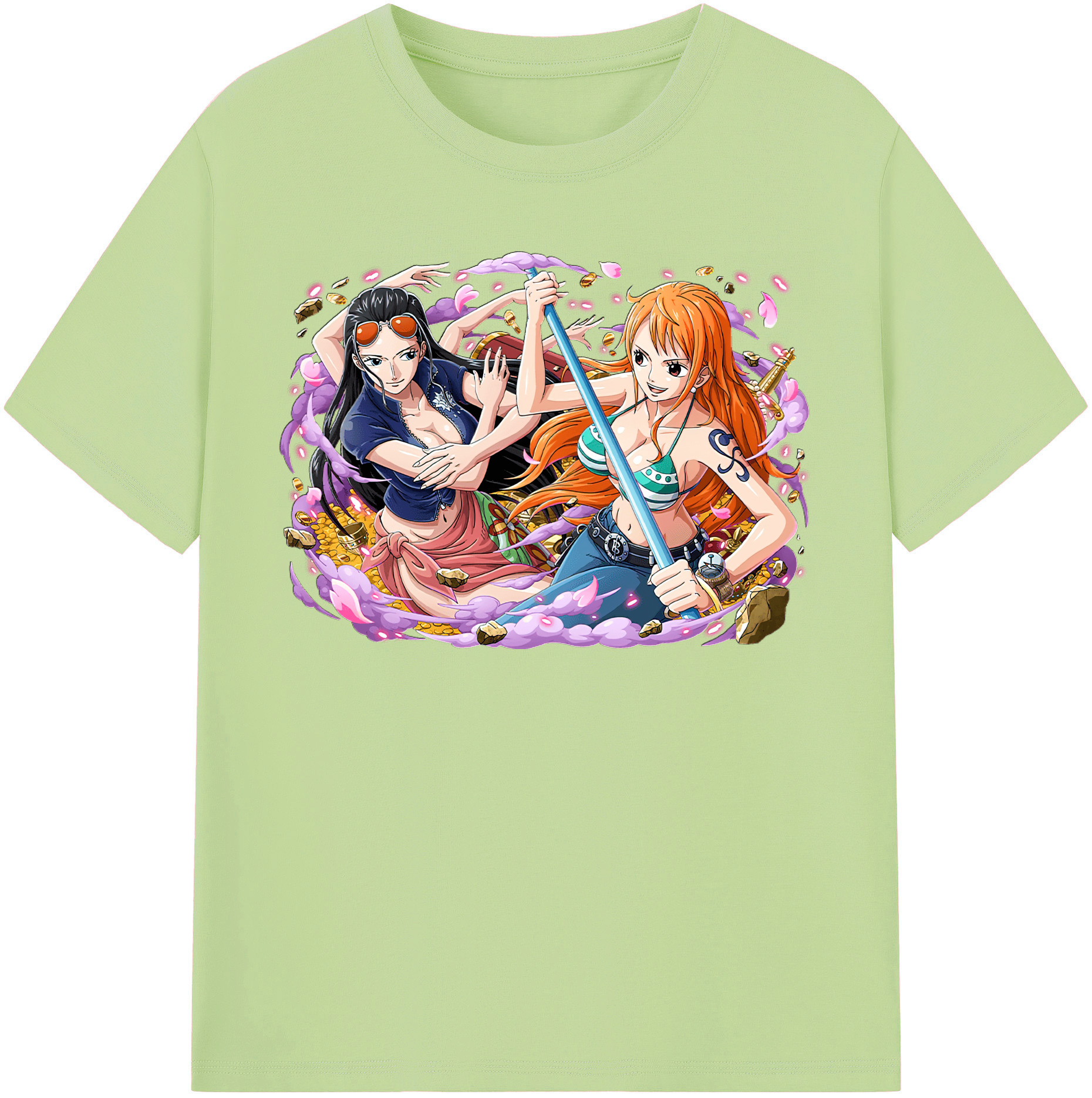 ワンピース ニコ・ロビン ONE PIECE Nico Robin 綿100％半袖Tシャツ（フロントプリント）
